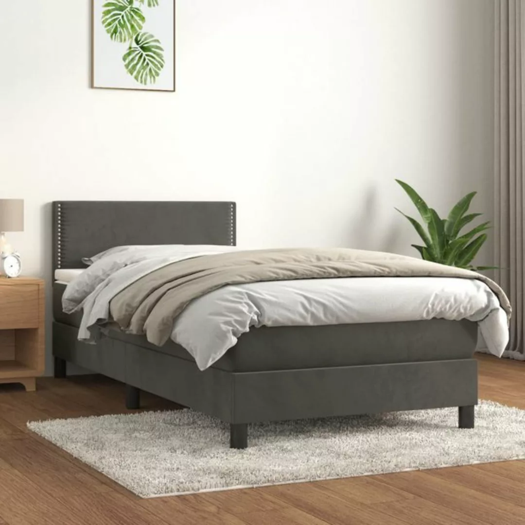 Vidaxl Boxspringbett Mit Matratze Dunkelgrau 80x200 Cm Samt günstig online kaufen