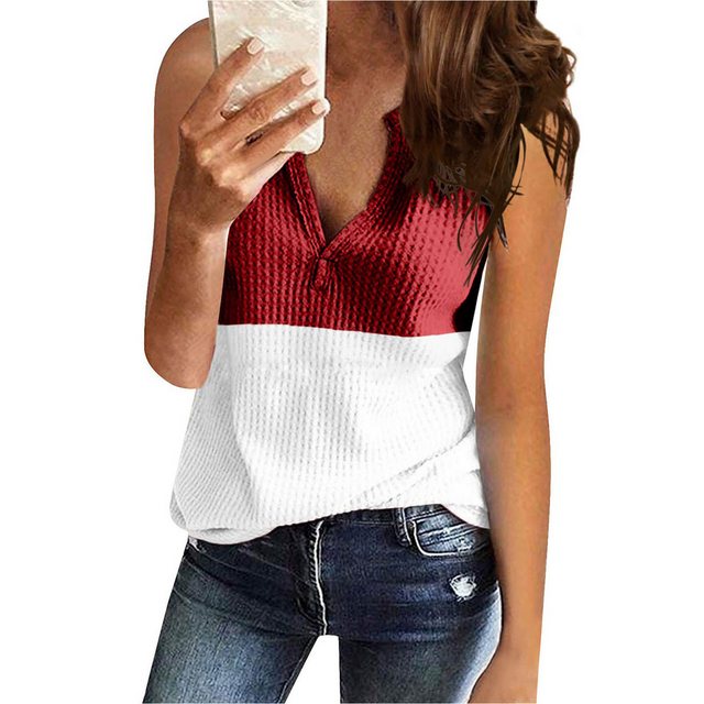 Zoclack Tanktop Ärmellose Waffeltops für Damen Lässiger V-Ausschnitt Sommer günstig online kaufen