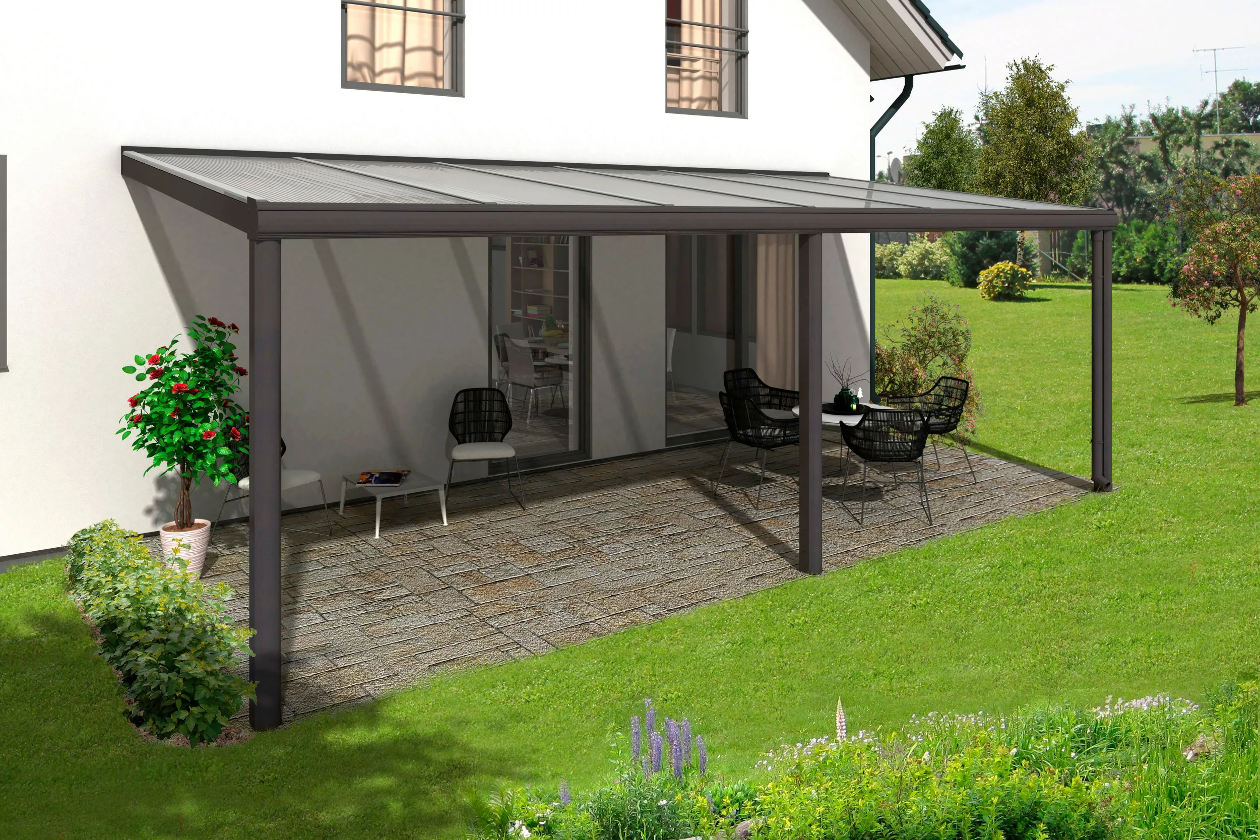 Terrassenüberdachung Garda 648 x 357 cm Aluminium Anthrazit günstig online kaufen