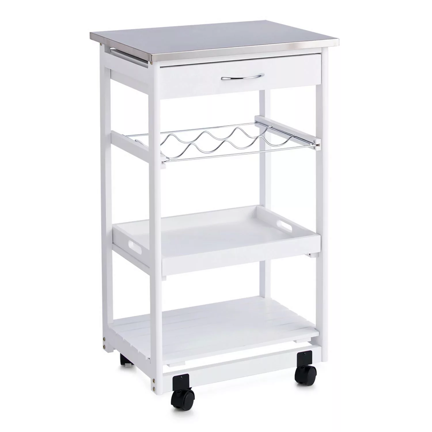 Zeller Küchenrollwagen mit Edelstahltop 82 cm x 37 cm x 47 cm Weiß günstig online kaufen