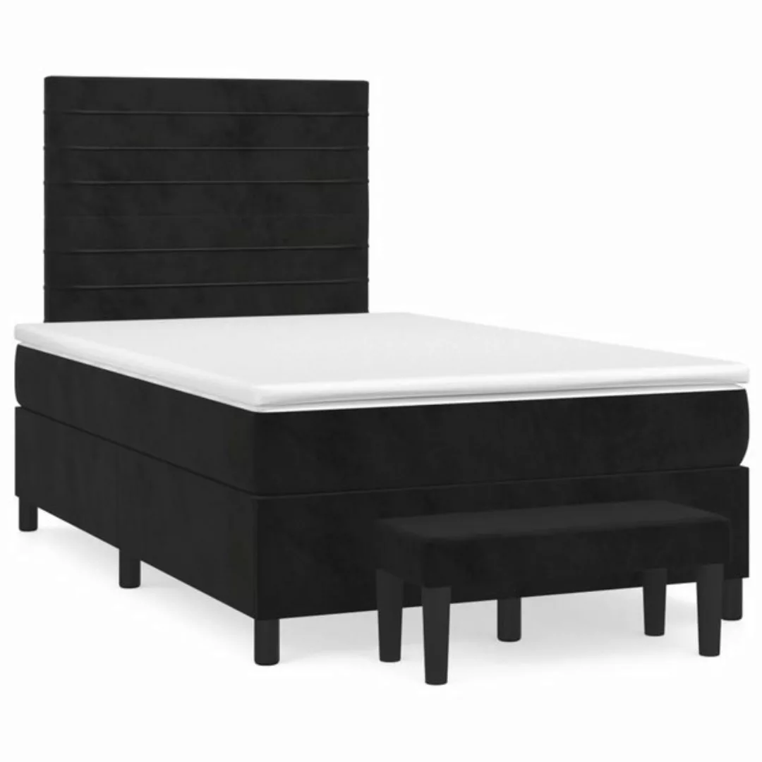 furnicato Bett Boxspringbett mit Matratze Schwarz 120x200 cm Samt (1-tlg) günstig online kaufen