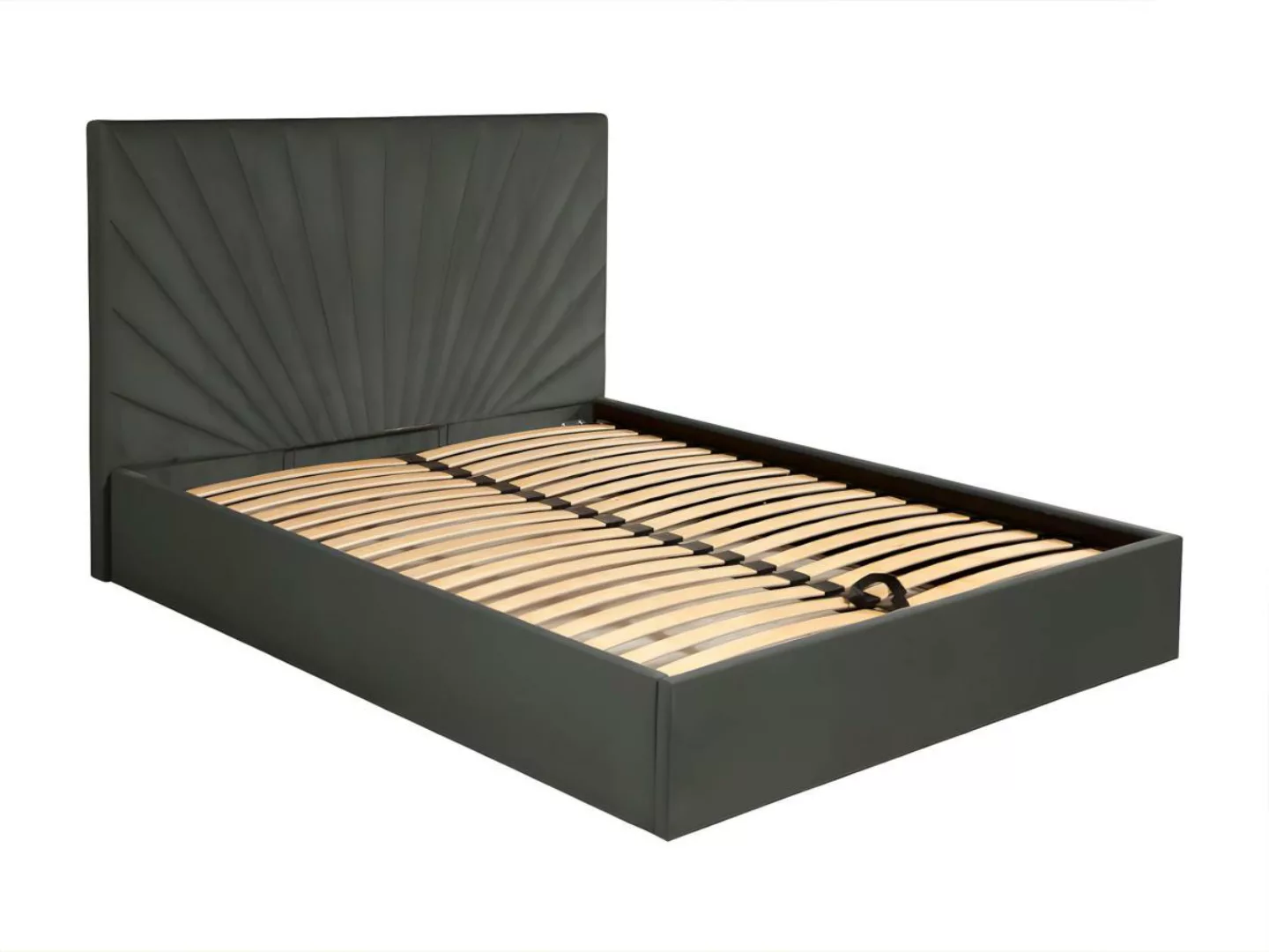 Polsterbett mit Bettkasten - 140 x 190 cm - Samt - Grau - RILIODA von Pasca günstig online kaufen