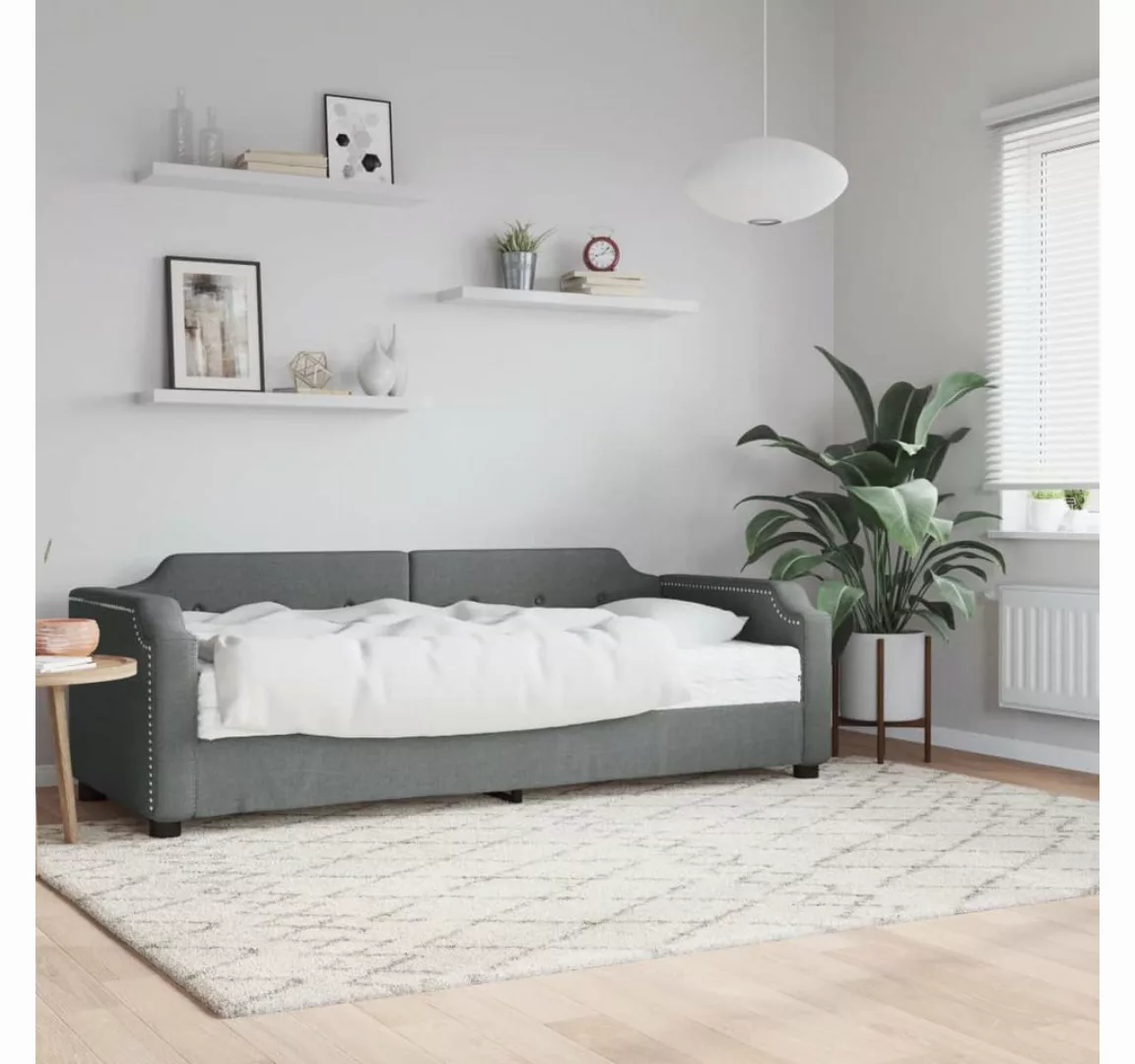 vidaXL Gästebett Gästebett Tagesbett mit Matratze Dunkelgrau 100x200 cm Sto günstig online kaufen