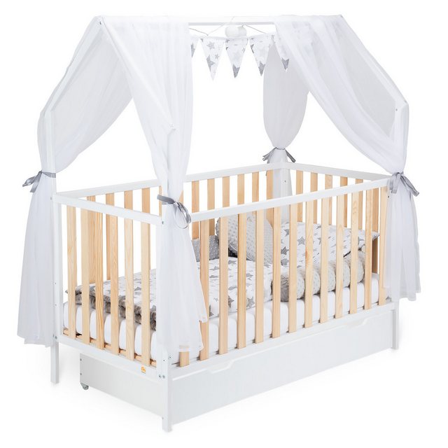 FabiMax Kinderbett Hausbett Schlafmütze 140 x 70cm Liegefläche, weiß / natu günstig online kaufen