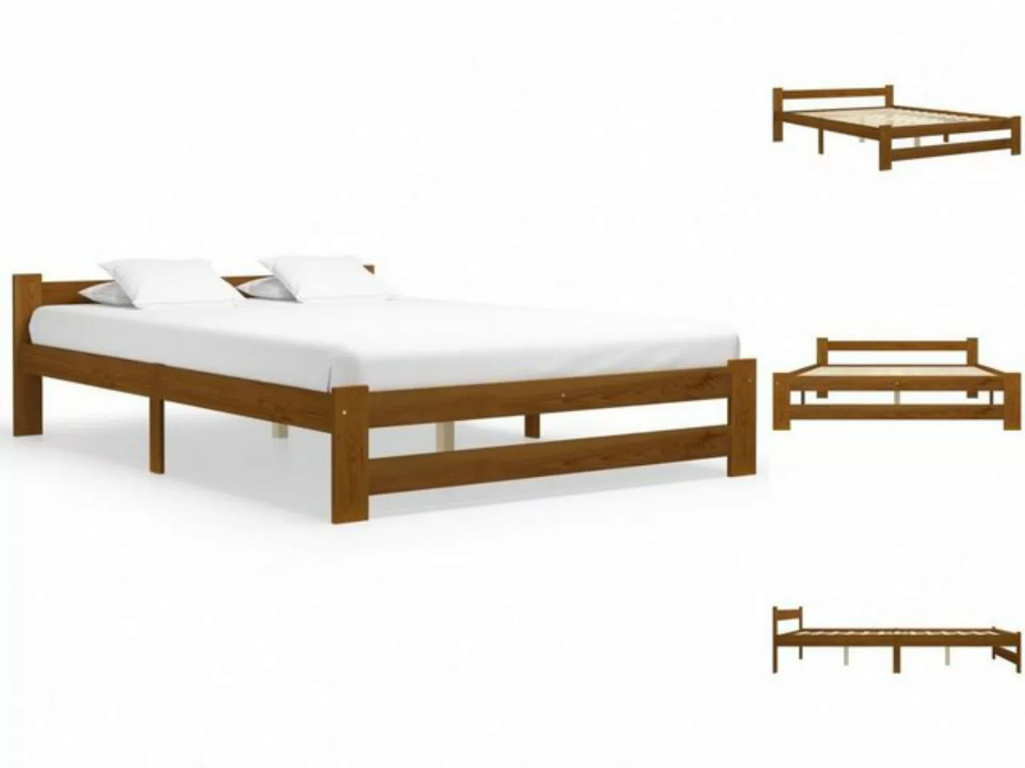 vidaXL Bettgestell Massivholzbett Honigbraun Kiefer 180x200 cm Doppelbett B günstig online kaufen