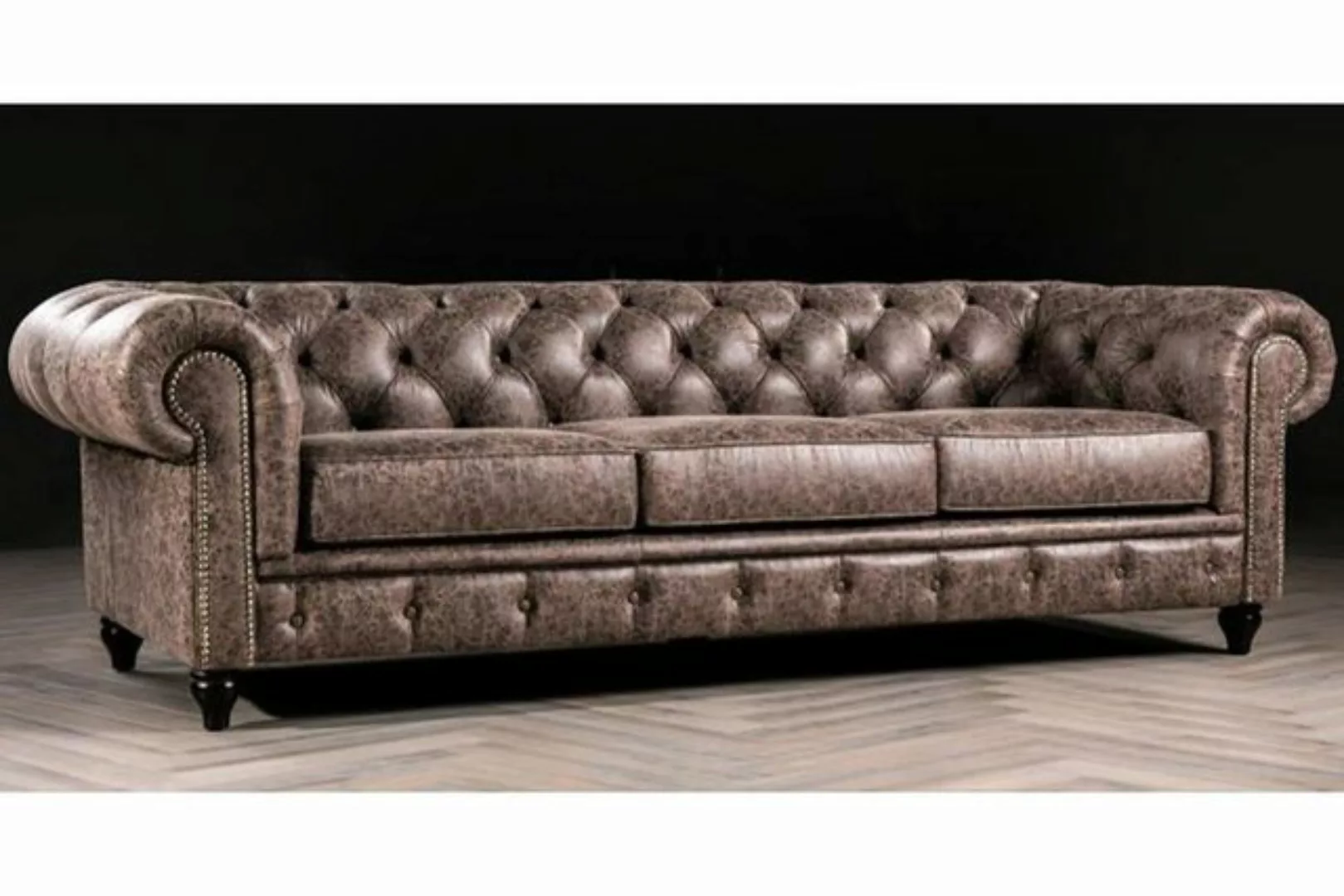JVmoebel Sofa Luxus moderne braune Chesterfield Couch stilvoller Dreisitzer günstig online kaufen