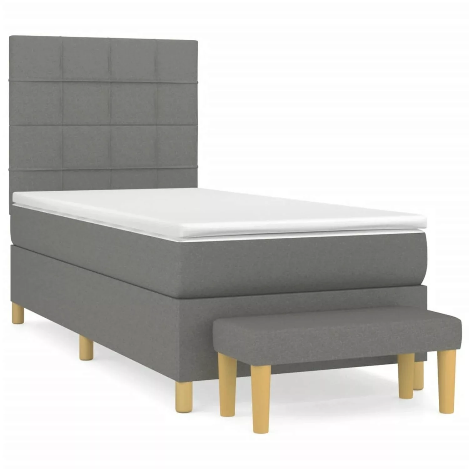 vidaXL Boxspringbett Boxspringbett mit Matratze Dunkelgrau 90x200 cm Stoff günstig online kaufen