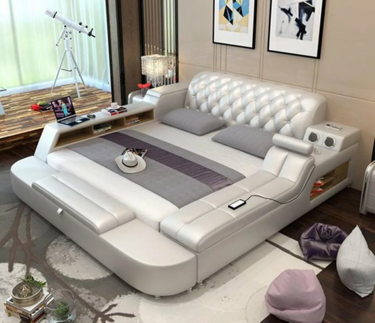 JVmoebel Bett Design Multifunktion Bett XXL Betten Leder Hotel Polster 150x günstig online kaufen