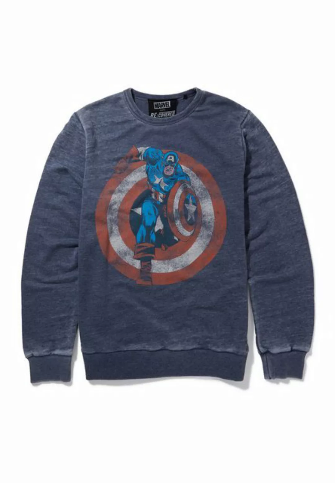 Recovered Sweatshirt Marvel Captain America Shield Blue GOTS zertifizierte günstig online kaufen