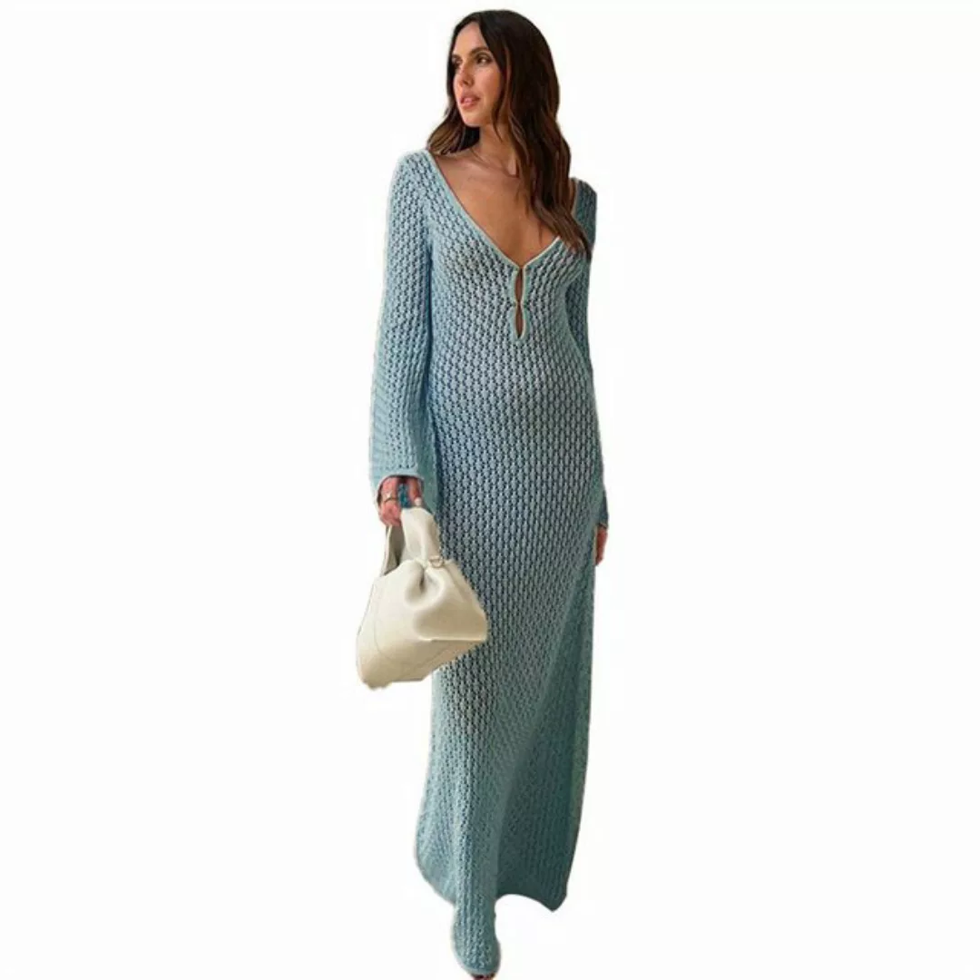 RUZU UG Strandrock Modisches Strandkleid mit V-Ausschnitt, langes Strandkle günstig online kaufen