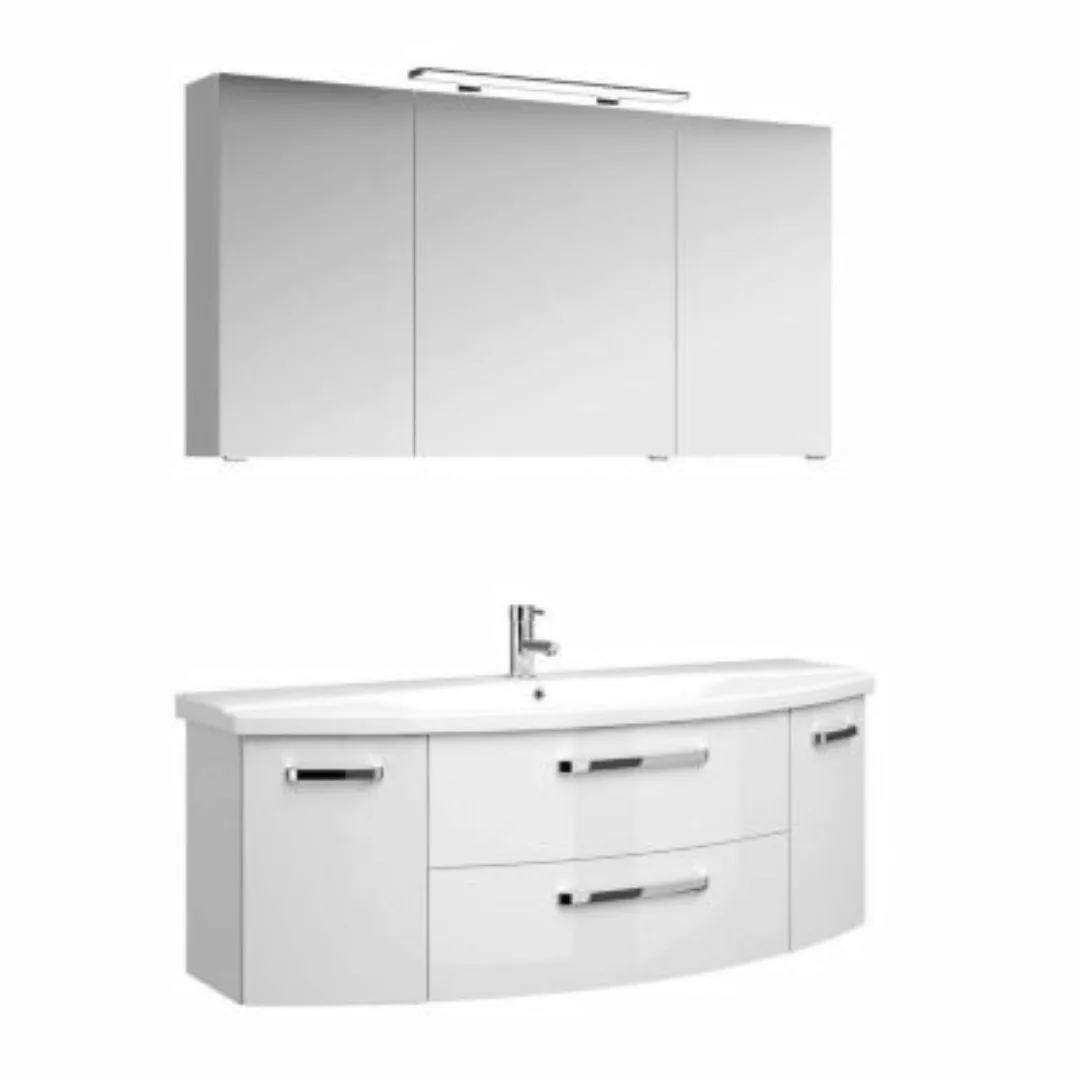 Lomadox Badezimmer Set in Hochglanz weiß FES-4010-66  Waschtischunterschran günstig online kaufen