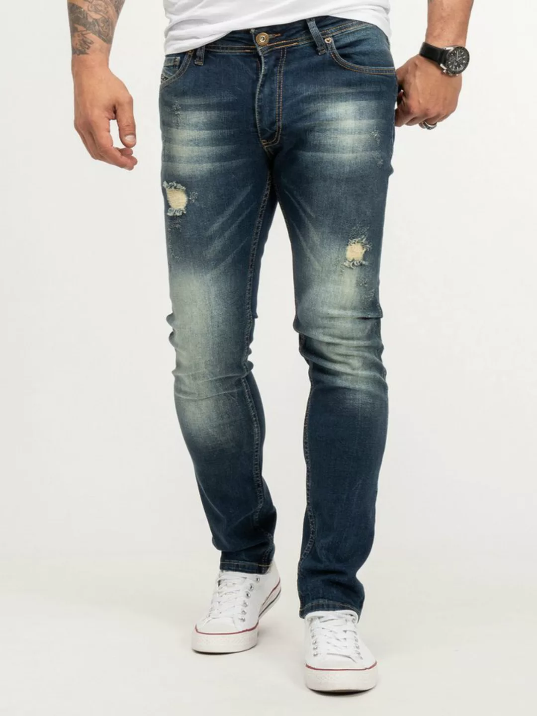 Rock Creek Straight-Jeans Herren Jeans Stonewashed Blau RC-2435 günstig online kaufen