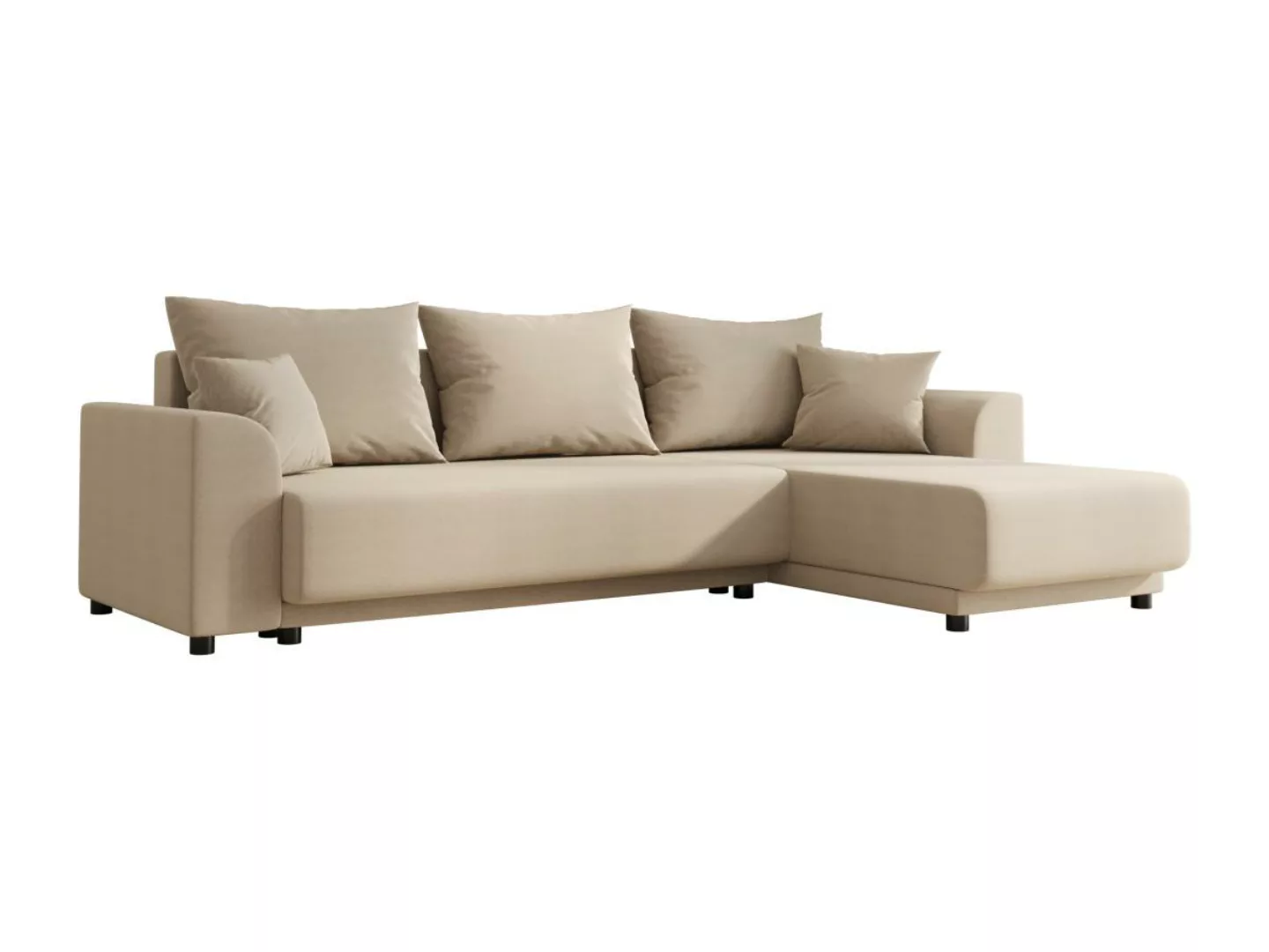 Ecksofa mit Schlaffunktion - Ecke wechselbar - Stoff - Beige - NESSARO günstig online kaufen