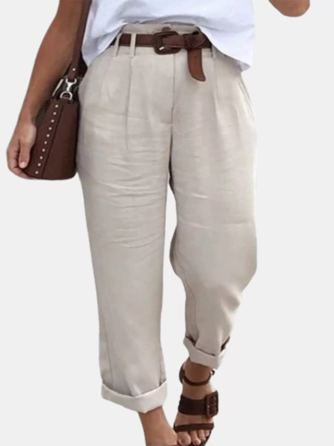 High Waist Pockets Einfarbige Freizeithose für Damen günstig online kaufen