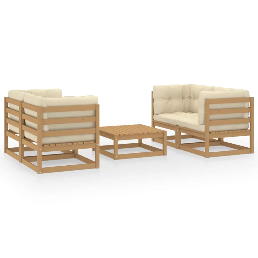 5-tlg. Garten-lounge-set Mit Kissen Kiefer Massivholz günstig online kaufen