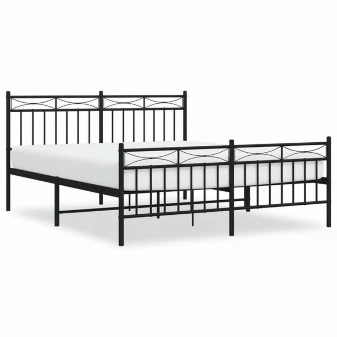 vidaXL Bett Bettgestell mit Kopf- und Fußteil Metall Schwarz 150x200 cm günstig online kaufen