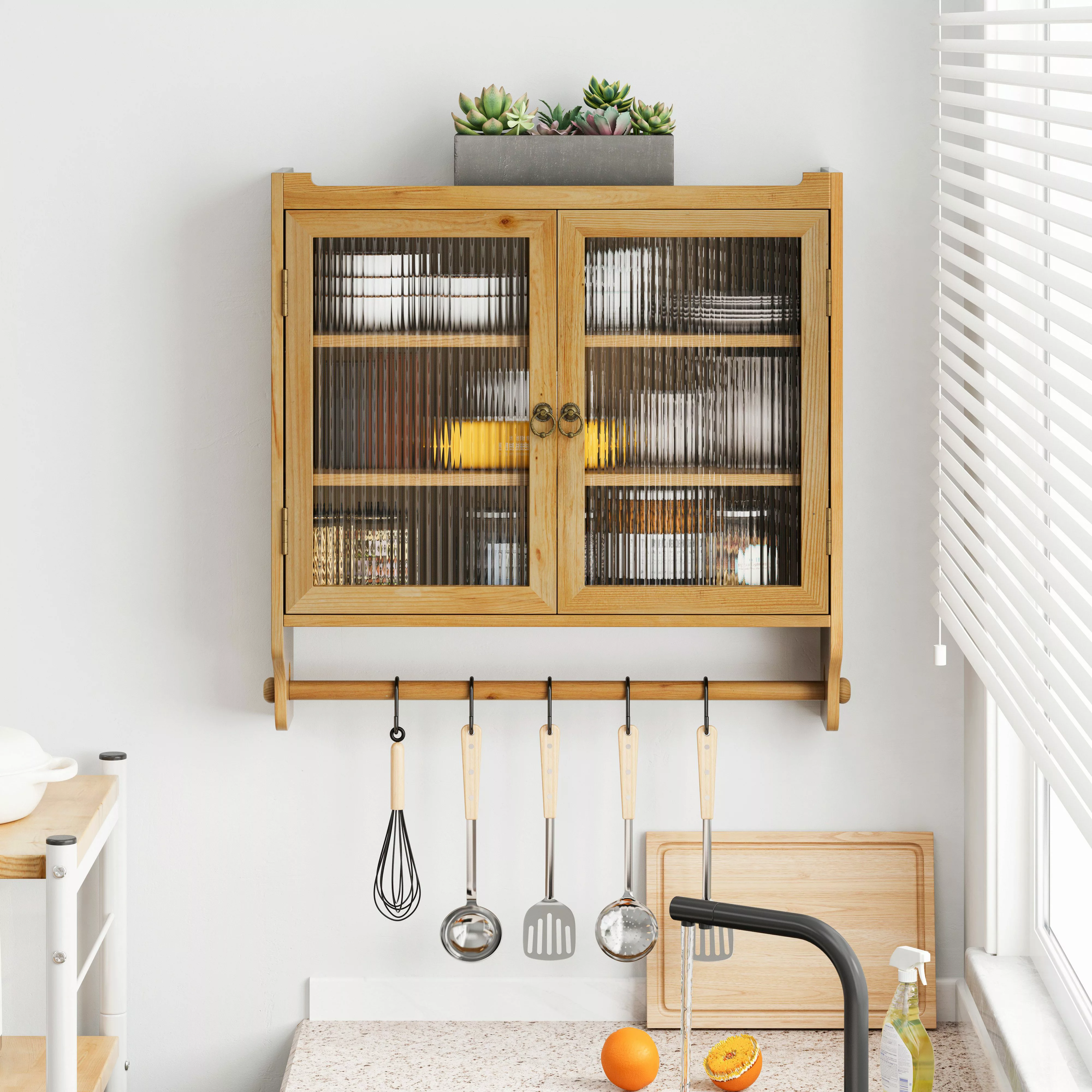 Celya Wandhängeschrank Glas-Wandregal,Hängeschrank küche, 63cm Wandregal günstig online kaufen