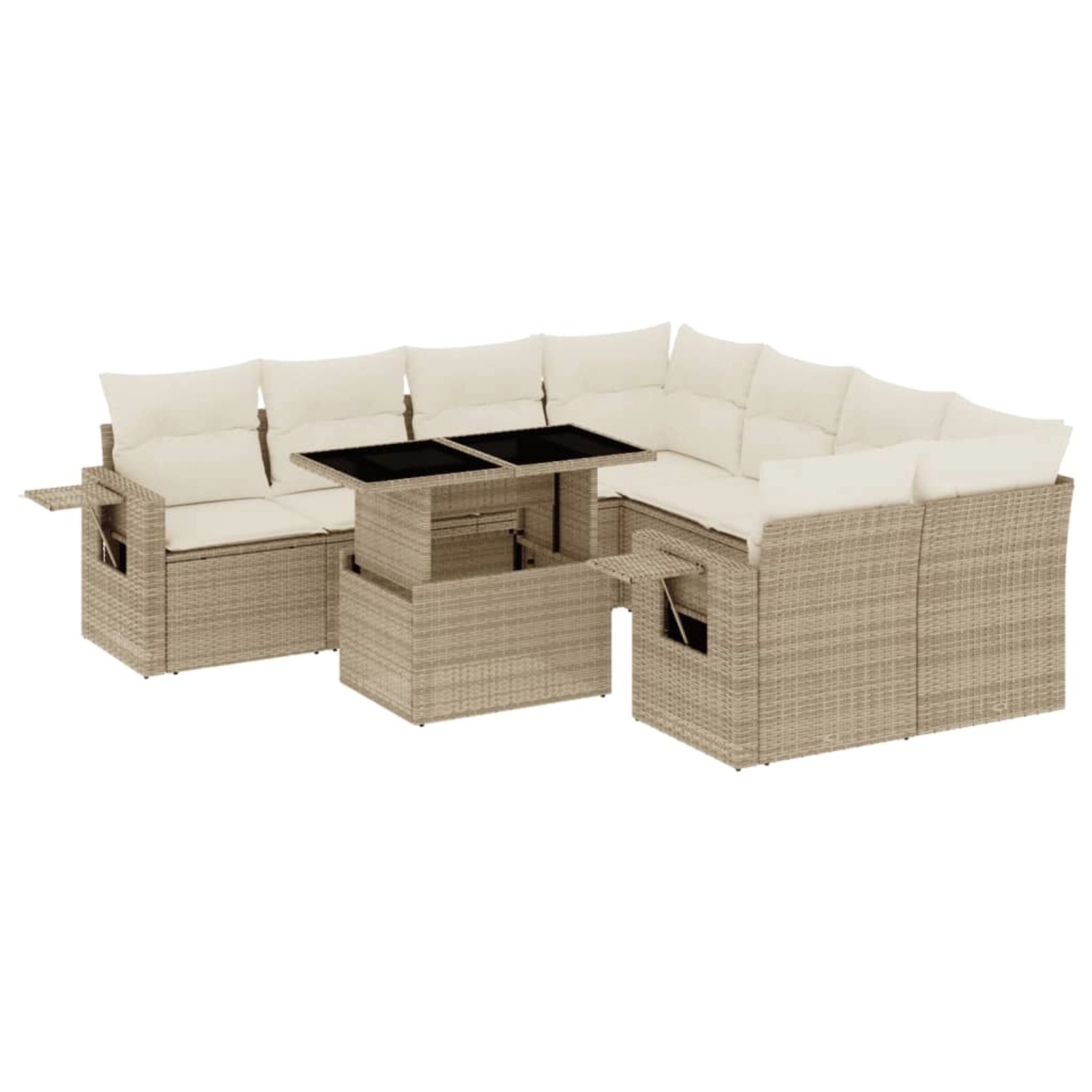 vidaXL 9-tlg Garten-Sofagarnitur mit Kissen Beige Poly Rattan Modell 245 günstig online kaufen