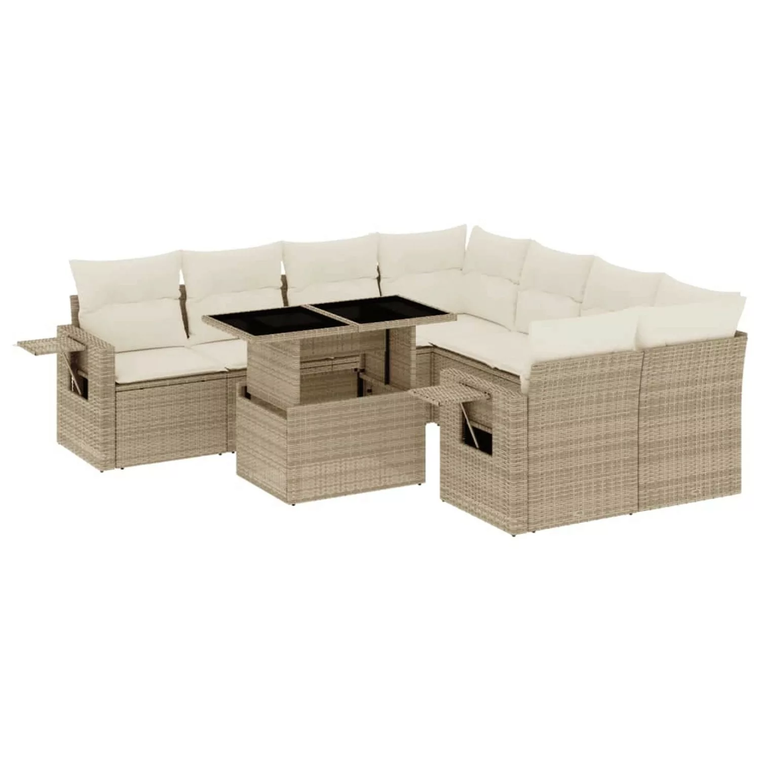 vidaXL 9-tlg Garten-Sofagarnitur mit Kissen Beige Poly Rattan Modell 245 günstig online kaufen