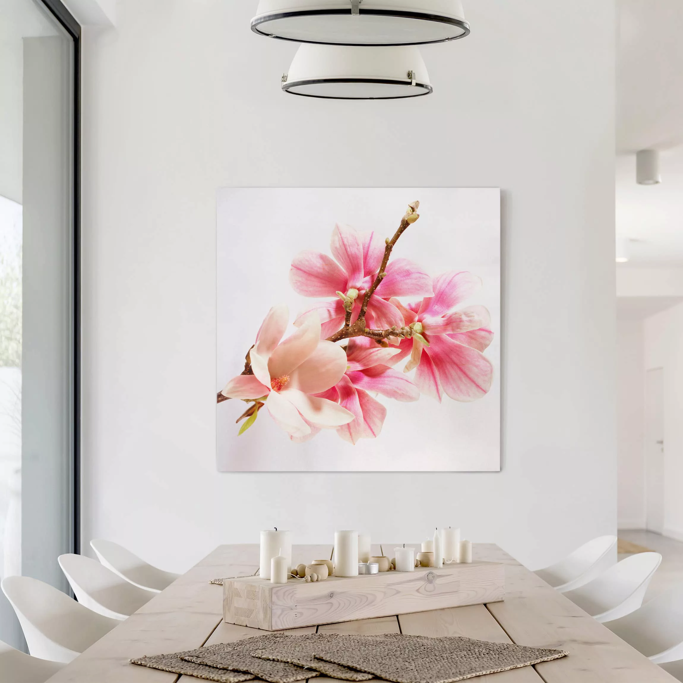 Leinwandbild Blumen - Quadrat Magnolienblüten günstig online kaufen