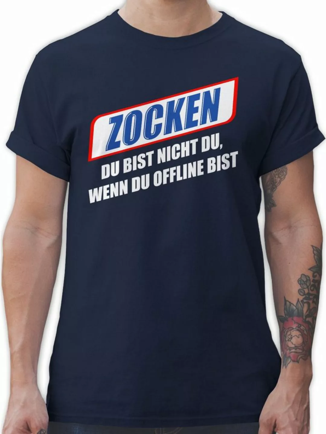 Shirtracer T-Shirt Zocken Du bist nicht du wenn du offline bist weiß Nerd G günstig online kaufen