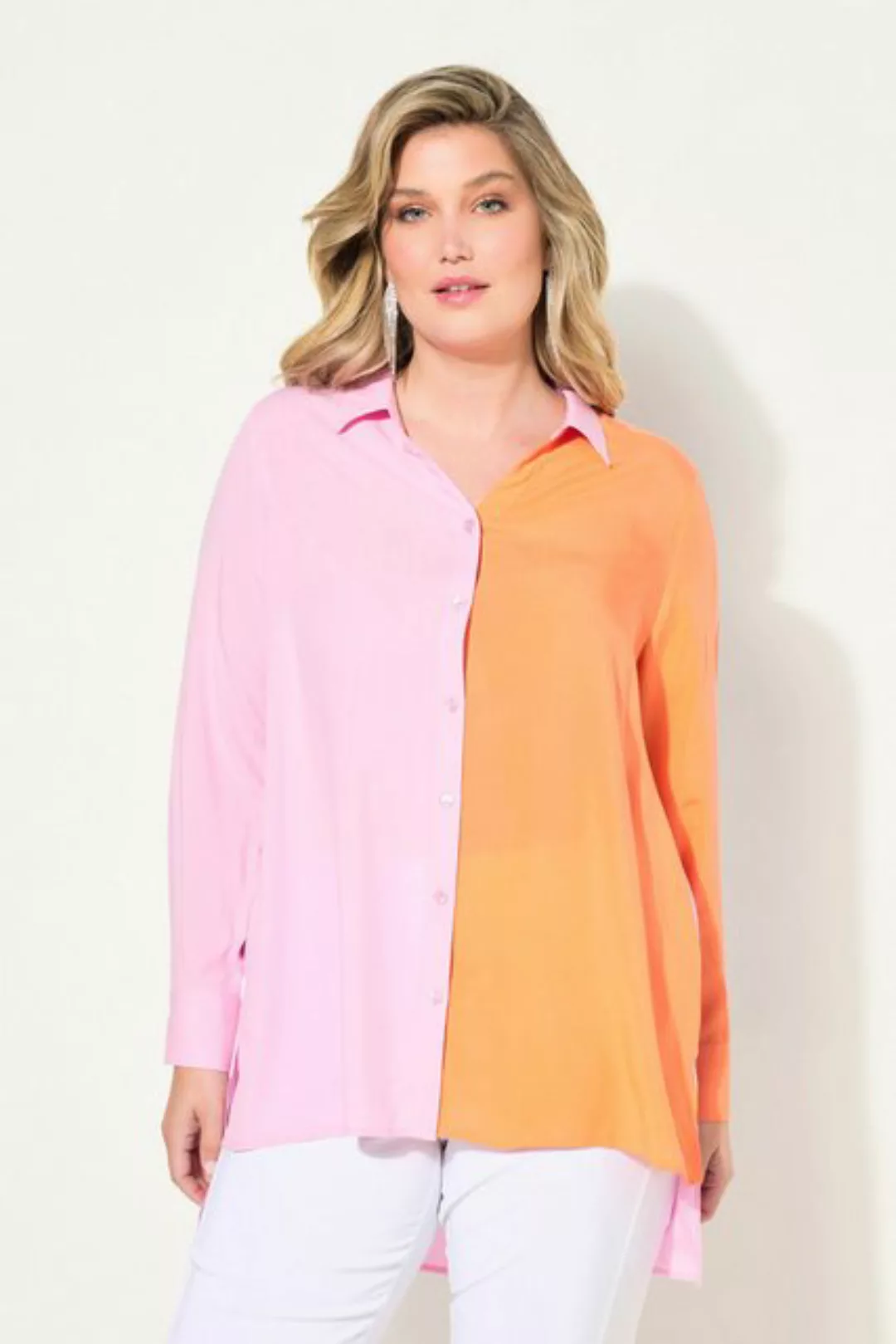 MIAMODA Hemdbluse Bluse A-Linie Satin Colorblocking Langarm günstig online kaufen
