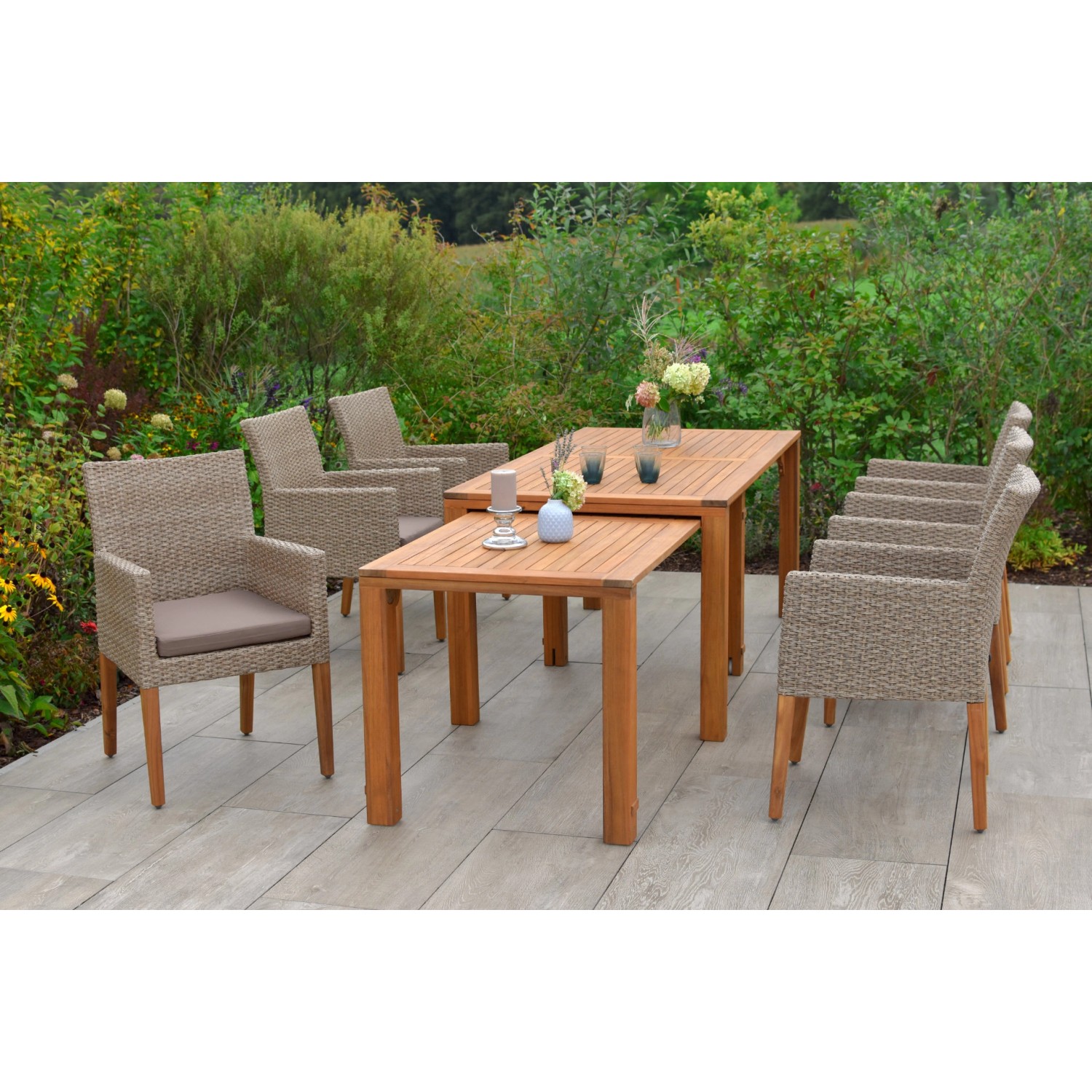 Merxx Ranzano Set 7-tlg. 6 Sessel Flex-Gartentisch Ausziehbar günstig online kaufen