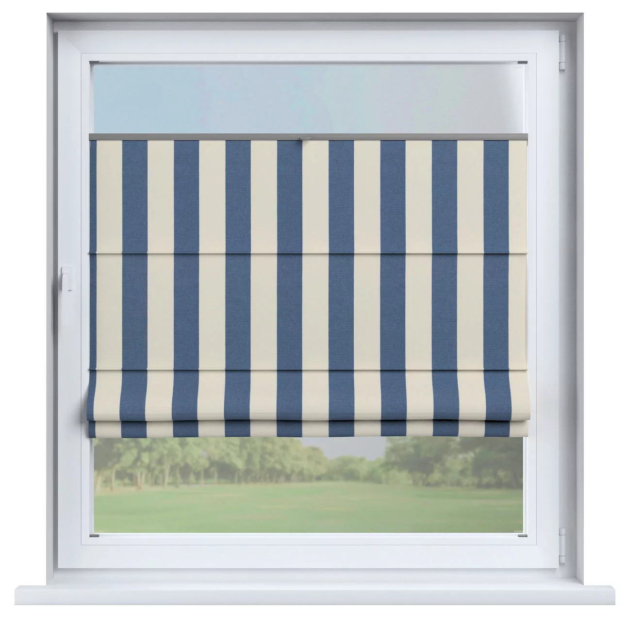 Dekoria Flexibles Raffrollo Sizilien, blau-weiß, 120 x 150 cm günstig online kaufen