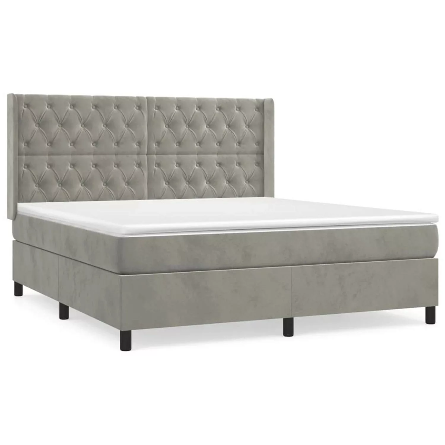 vidaXL Boxspringbett Boxspringbett mit Matratze Hellgrau 160x200 cm Samt Be günstig online kaufen