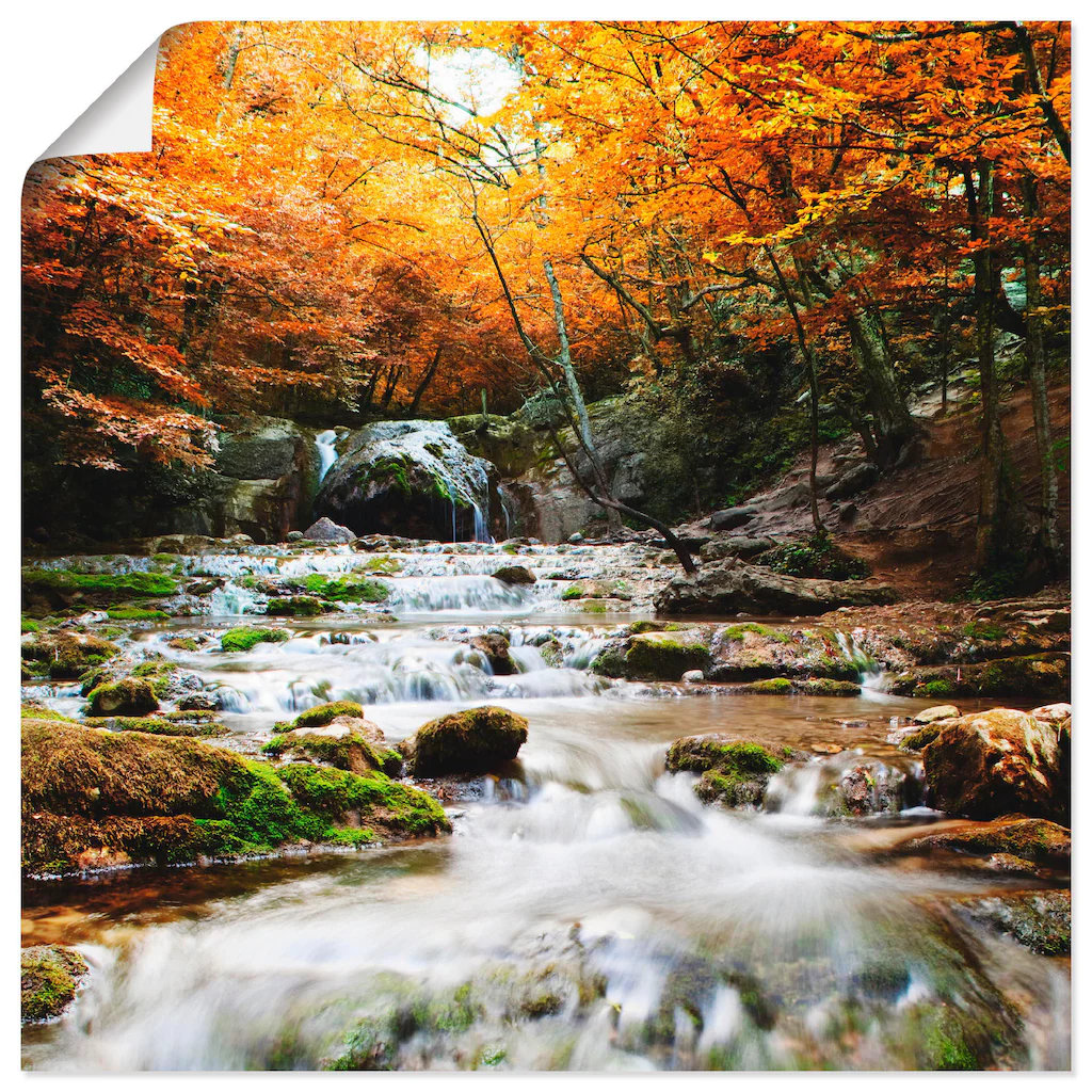 Artland Wandbild "Herbstlicher Wasserfall", Gewässer, (1 St.), als Poster, günstig online kaufen