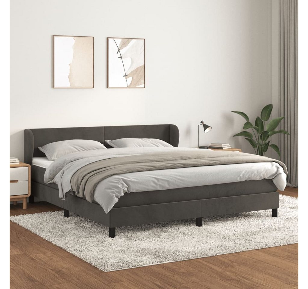 furnicato Bett Boxspringbett mit Matratze Dunkelgrau 160x200 cm Samt günstig online kaufen