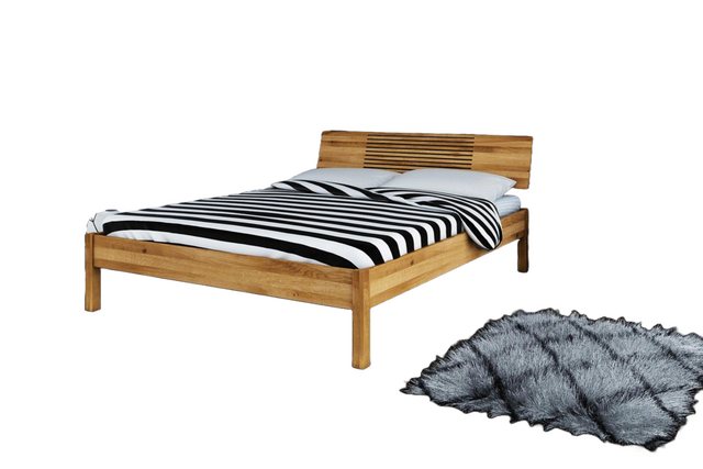 Natur24 Einzelbett Bett Bento 6 Sonderlänge 160x210 Wildeiche Holzkopfteil günstig online kaufen