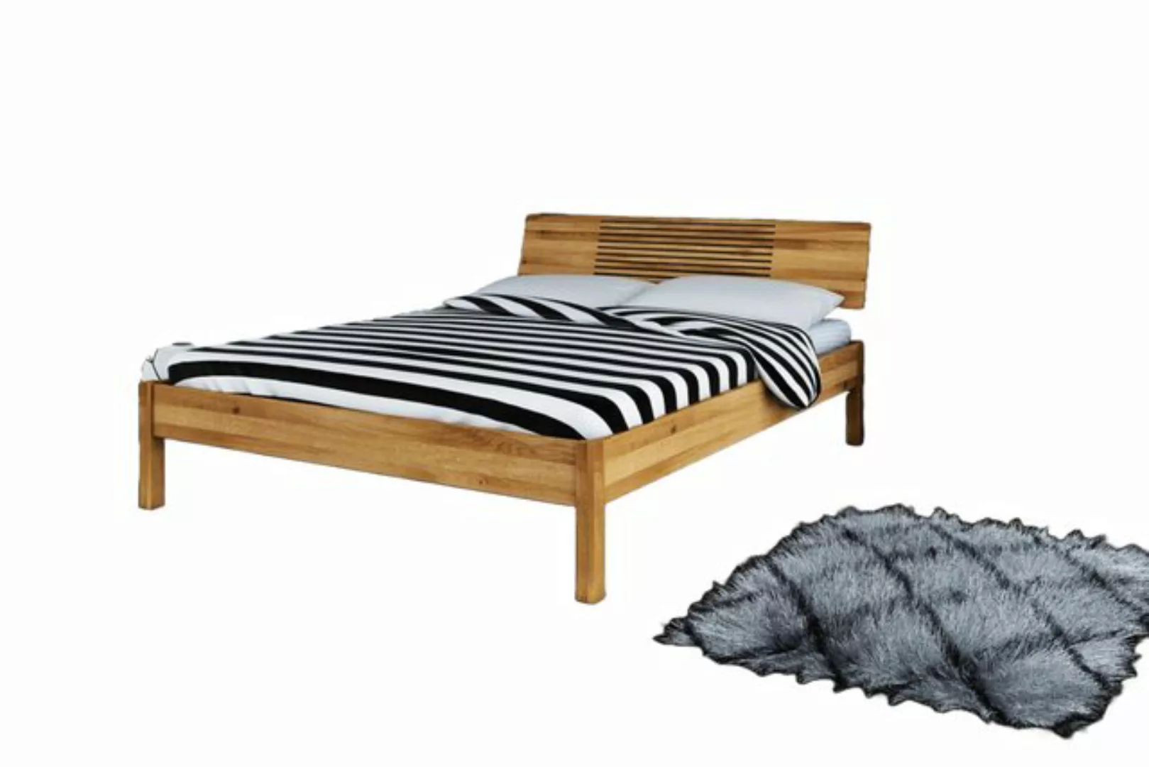 Natur24 Einzelbett Bett Bento 6 Sonderlänge 100x210 Wildeiche Holzkopfteil günstig online kaufen