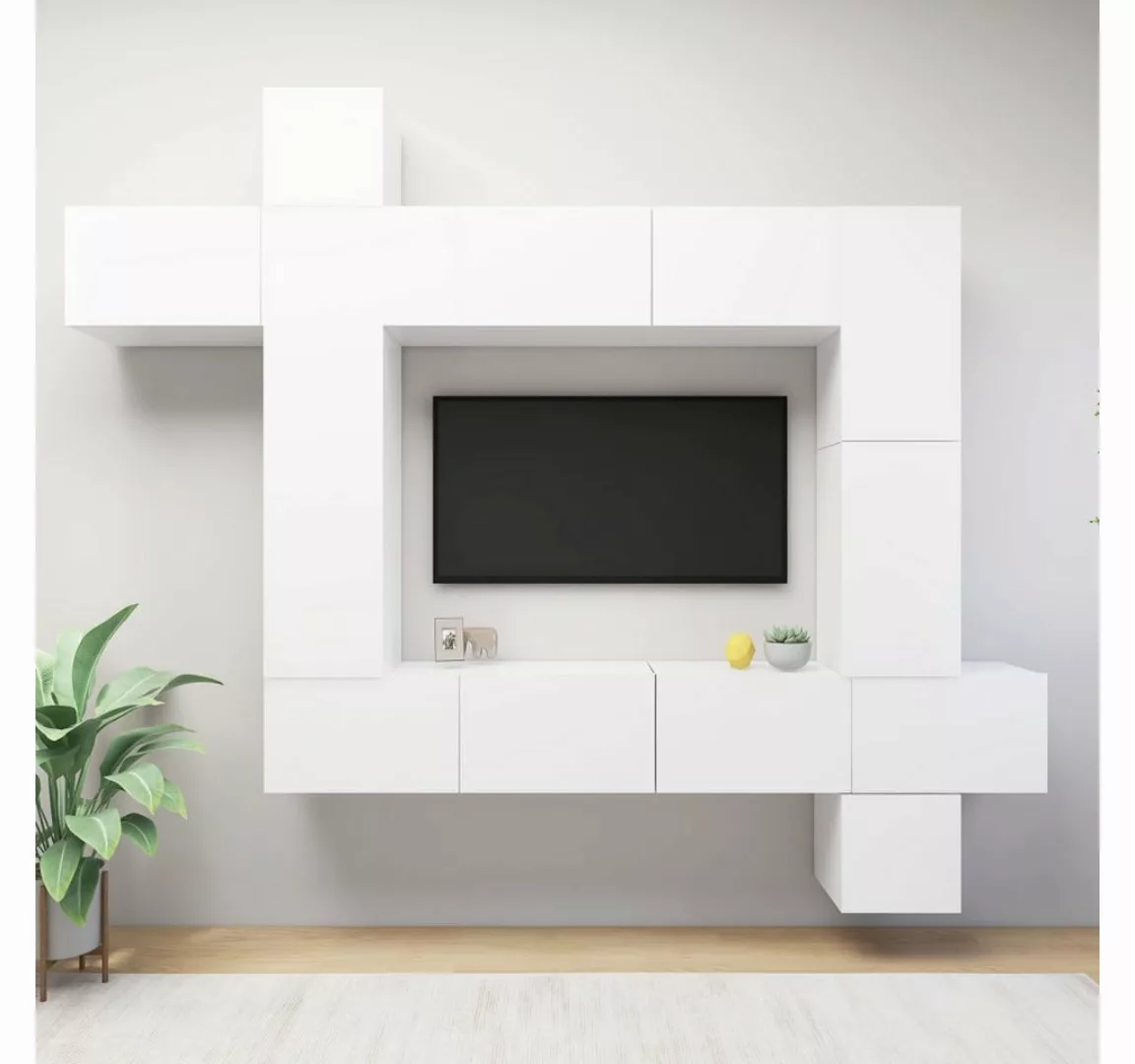 vidaXL TV-Schrank 9-tlg TV-Schrank-Set Weiß Spanplatte günstig online kaufen