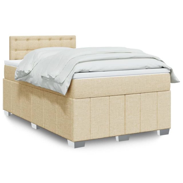 vidaXL Boxspringbett, Boxspringbett mit Matratze Creme 120x190 cm Stoff günstig online kaufen