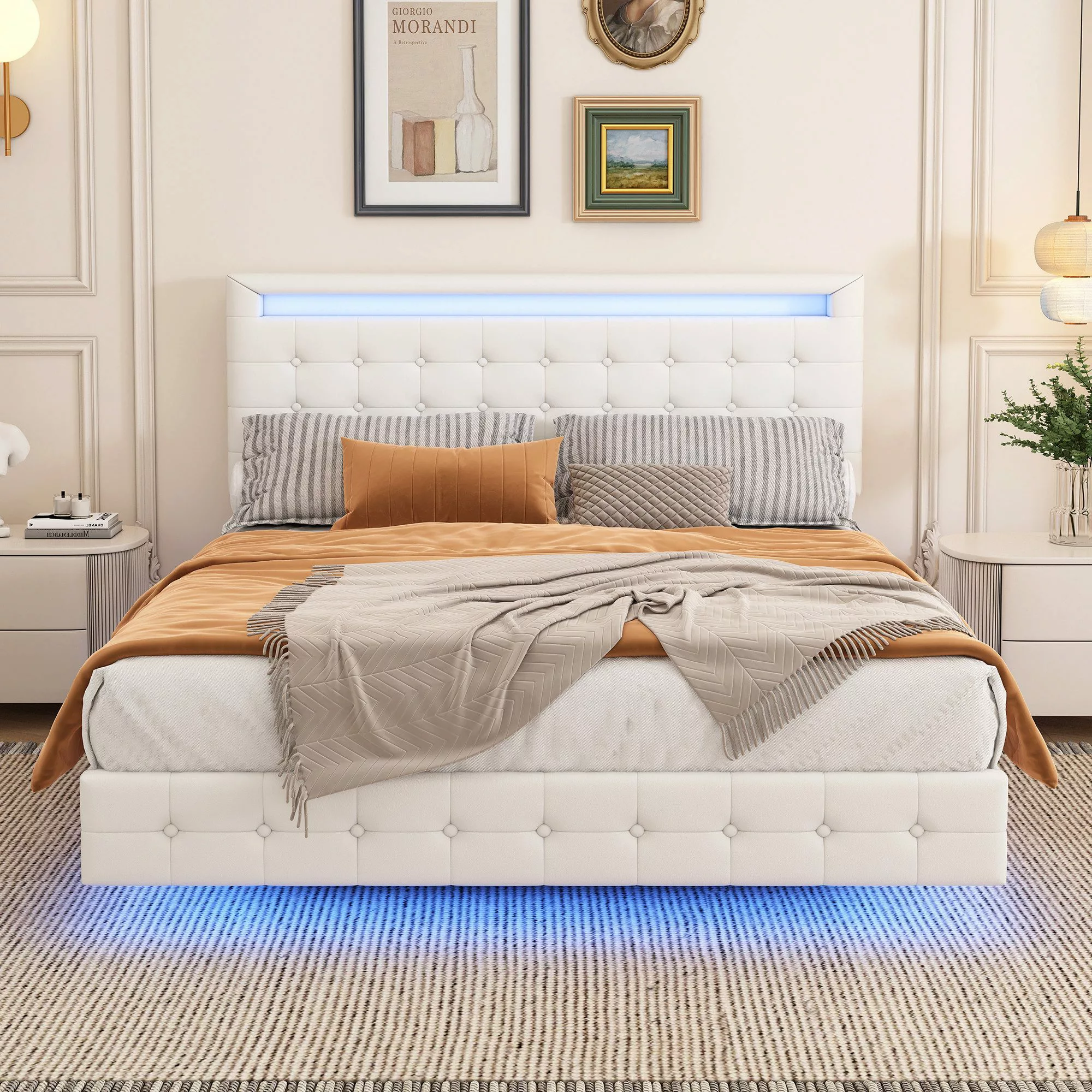 Flieks Polsterbett, LED Doppelbett Schwebebett 140x200cm günstig online kaufen
