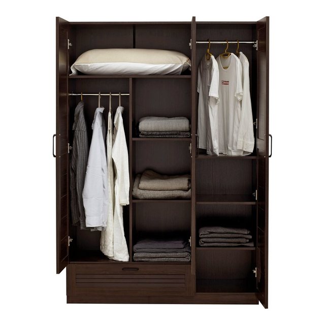 en.casa Kleiderschrank »Finning« 2 Stange, 4 Fächer, 1 Schublade 176x120x52 günstig online kaufen