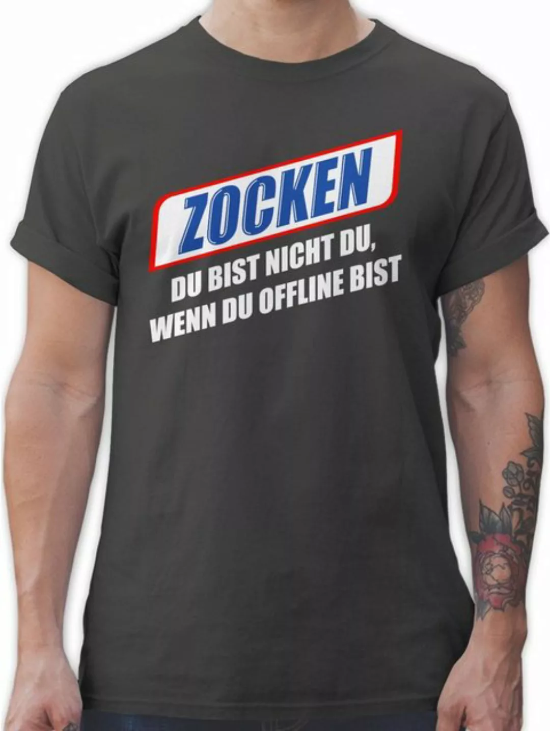 Shirtracer T-Shirt Zocken Du bist nicht du wenn du offline bist weiß Nerd G günstig online kaufen