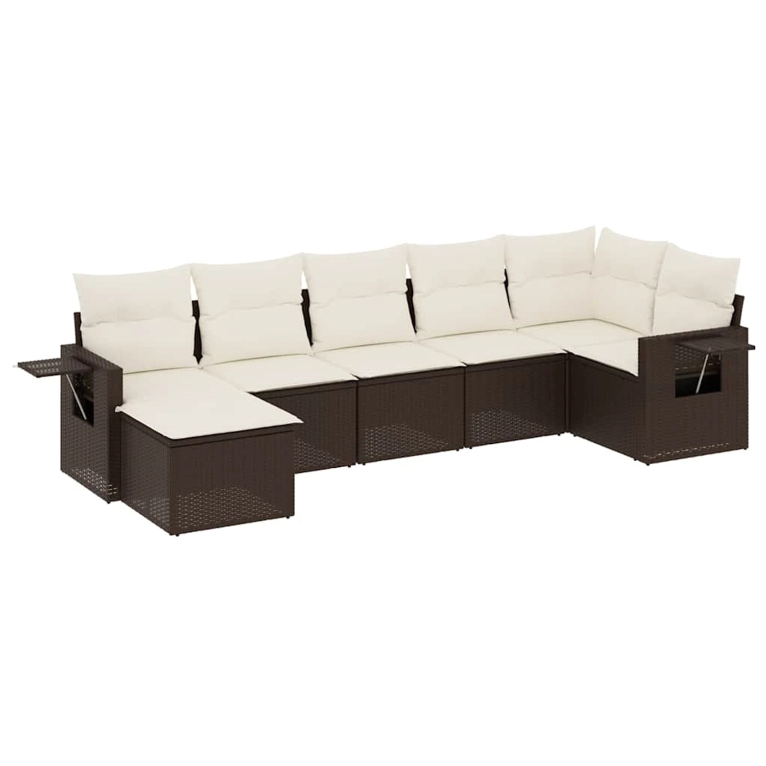 vidaXL 7-Tlg Garten-Sofagarnitur mit Kissen Braun Poly Rattan 3220482 günstig online kaufen