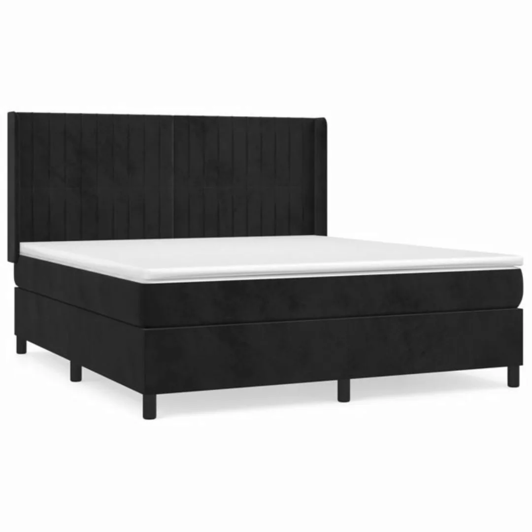 furnicato Bett Boxspringbett mit Matratze Schwarz 160x200 cm Samt (1-tlg) günstig online kaufen