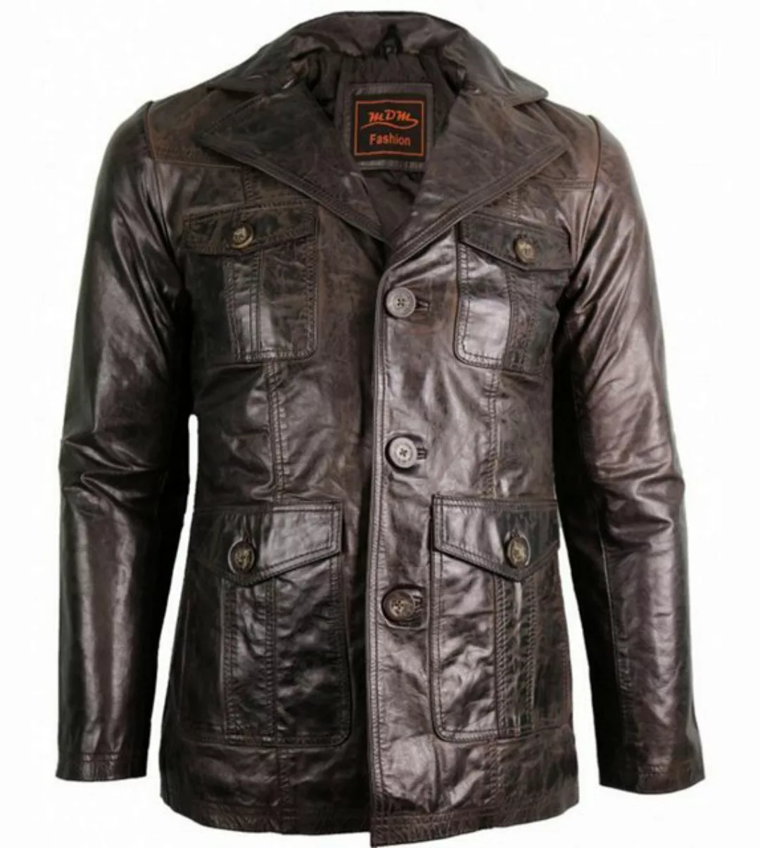 MDM Lederblazer Herren Vintage Lederjacke im 70er Jahre Stil Vintage Leder günstig online kaufen