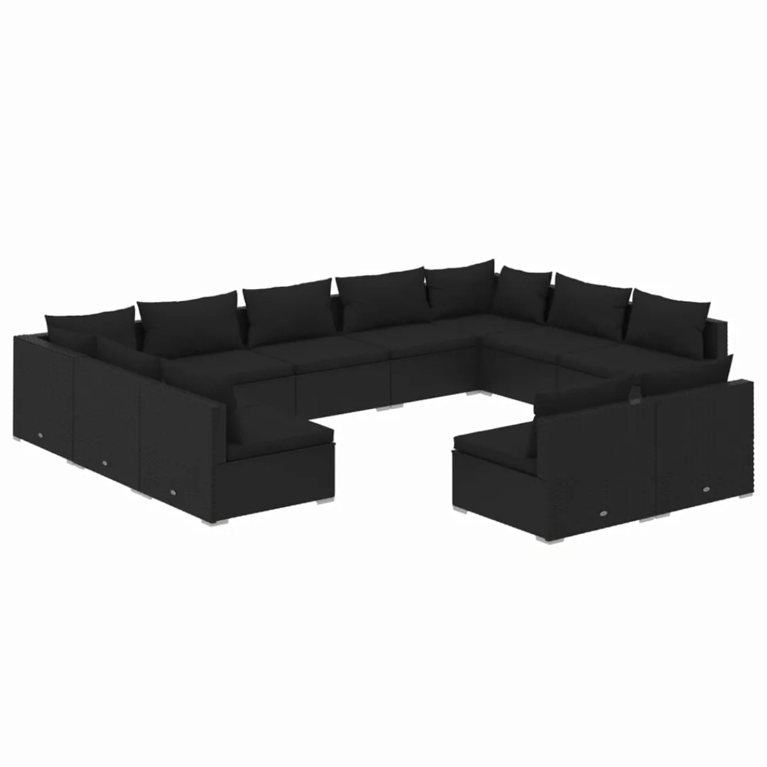 Vidaxl 11-tlg. Garten-lounge-set Mit Kissen Schwarz Poly Rattan günstig online kaufen