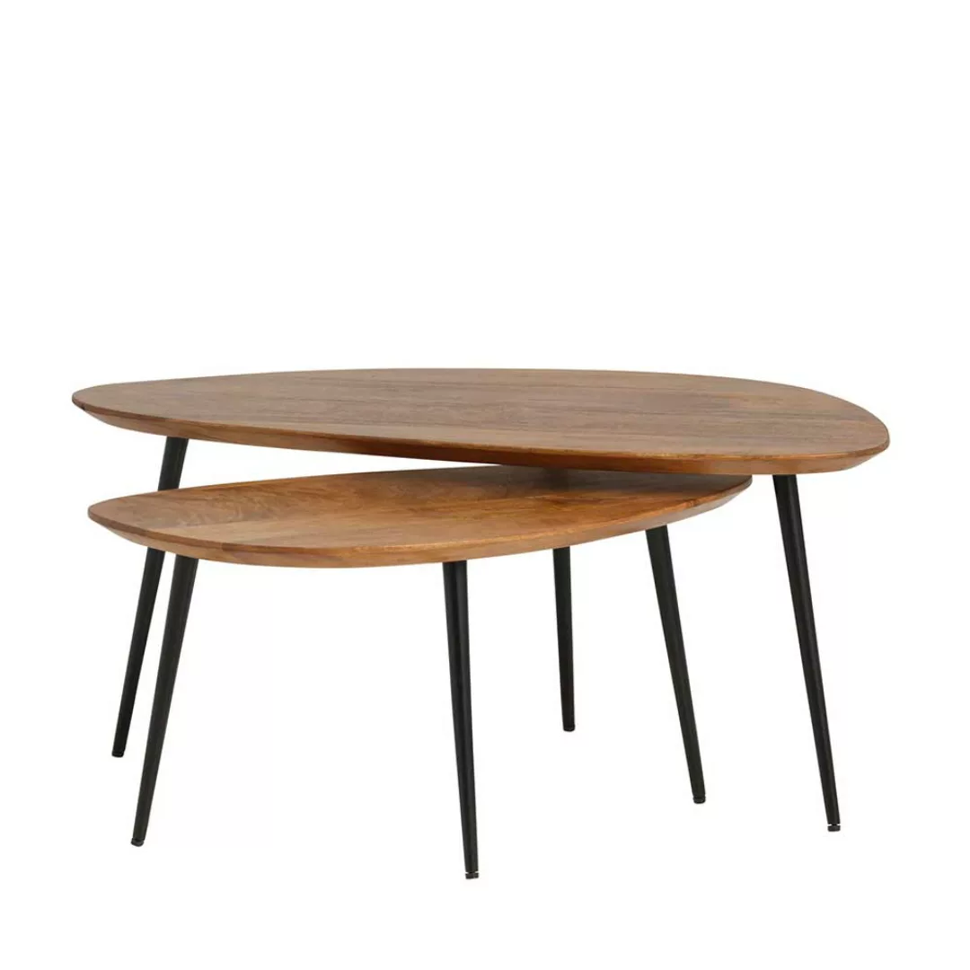 Sofa Tisch Set mit Tischplatte in Wankelform Retrostil (zweiteilig) günstig online kaufen