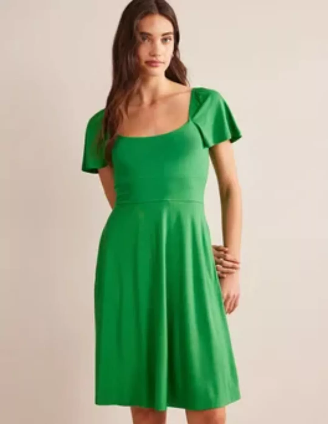 Jersey-Minikleid mit eckigem Ausschnitt Damen Boden, Sattes Grün günstig online kaufen