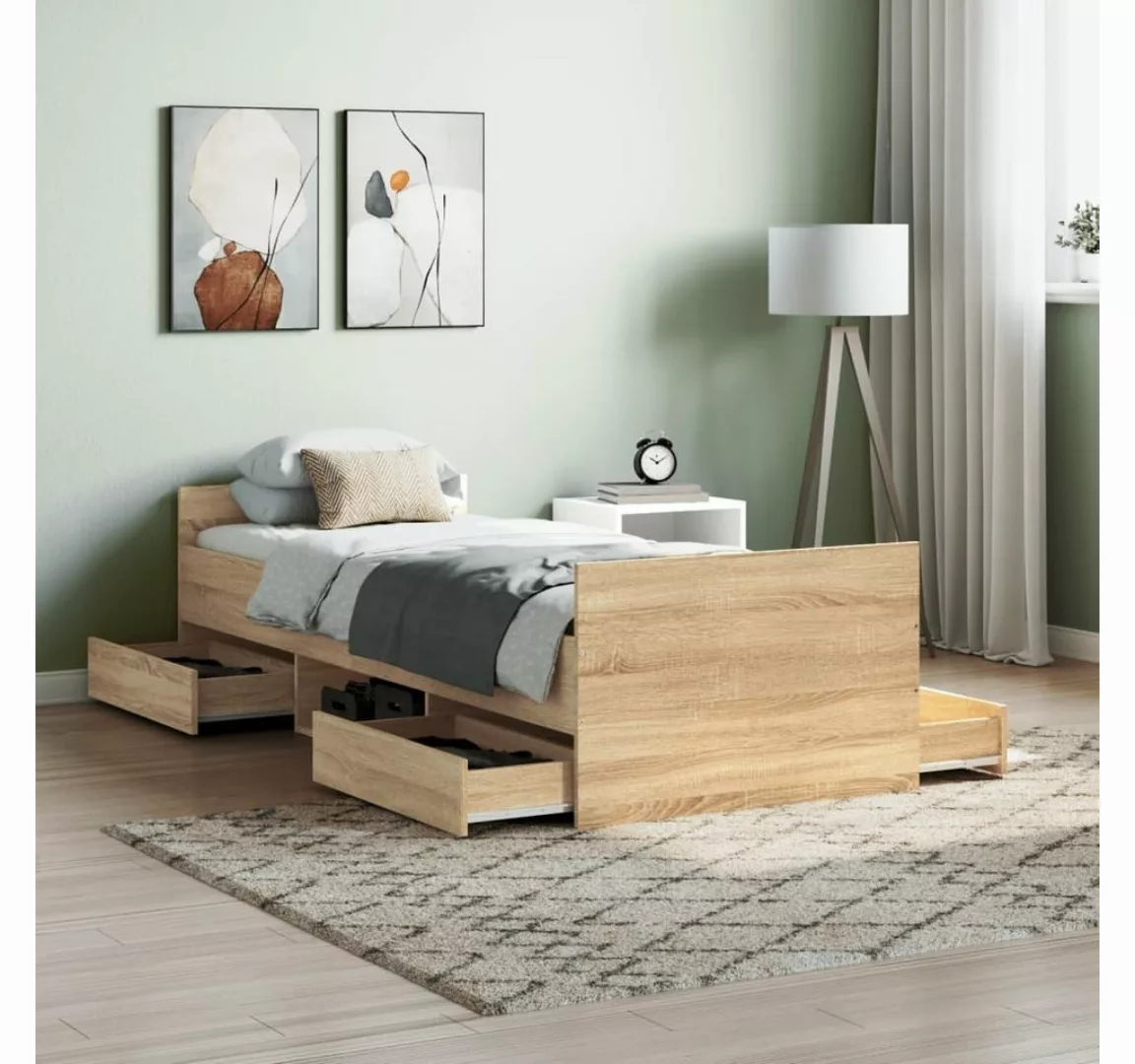 furnicato Bett Bettgestell mit Kopf- und Fußteil Sonoma-Eiche 75x190 cm günstig online kaufen