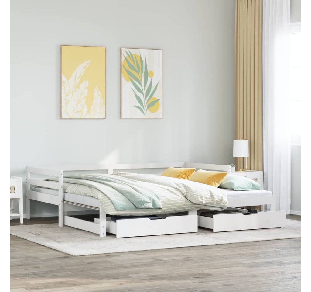 vidaXL Bett Tagesbett Ausziehbar mit Schubladen Weiß 90x200 cm Kiefernholz günstig online kaufen