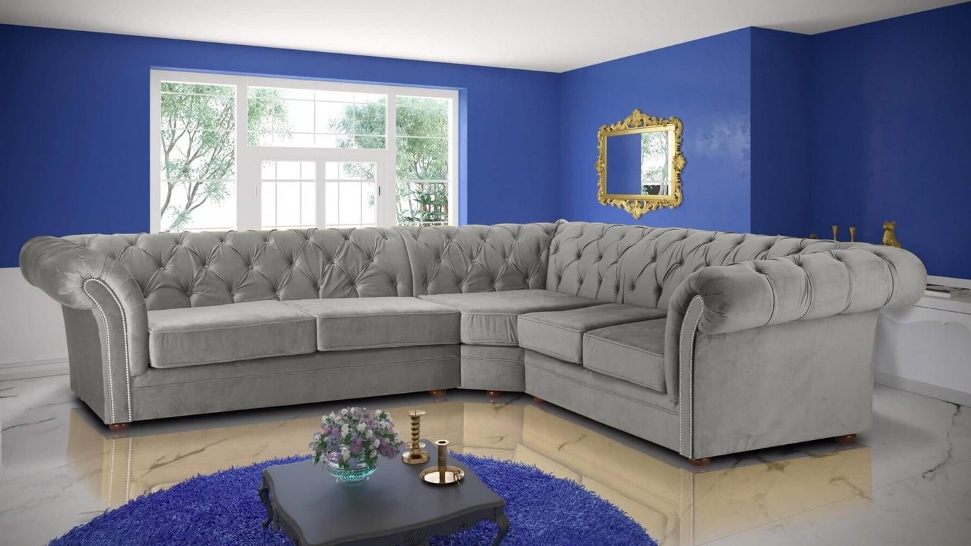 Xlmoebel Ecksofa Maßgeschneidertes Chesterfield-Sofa mit Polstern, 245x308c günstig online kaufen