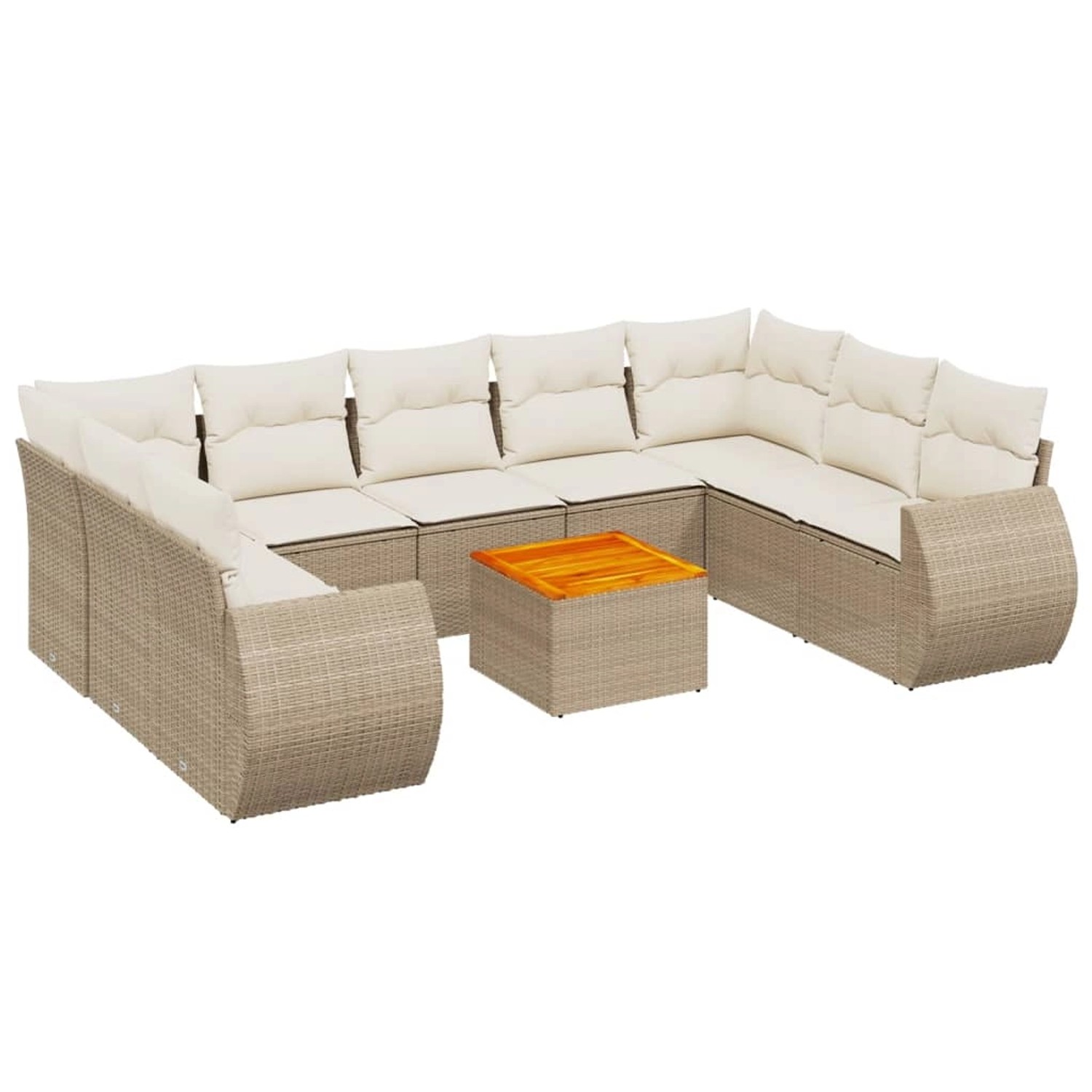 vidaXL 10-Tlg Garten-Sofagarnitur mit Kissen Beige Poly Rattan 3257479 günstig online kaufen