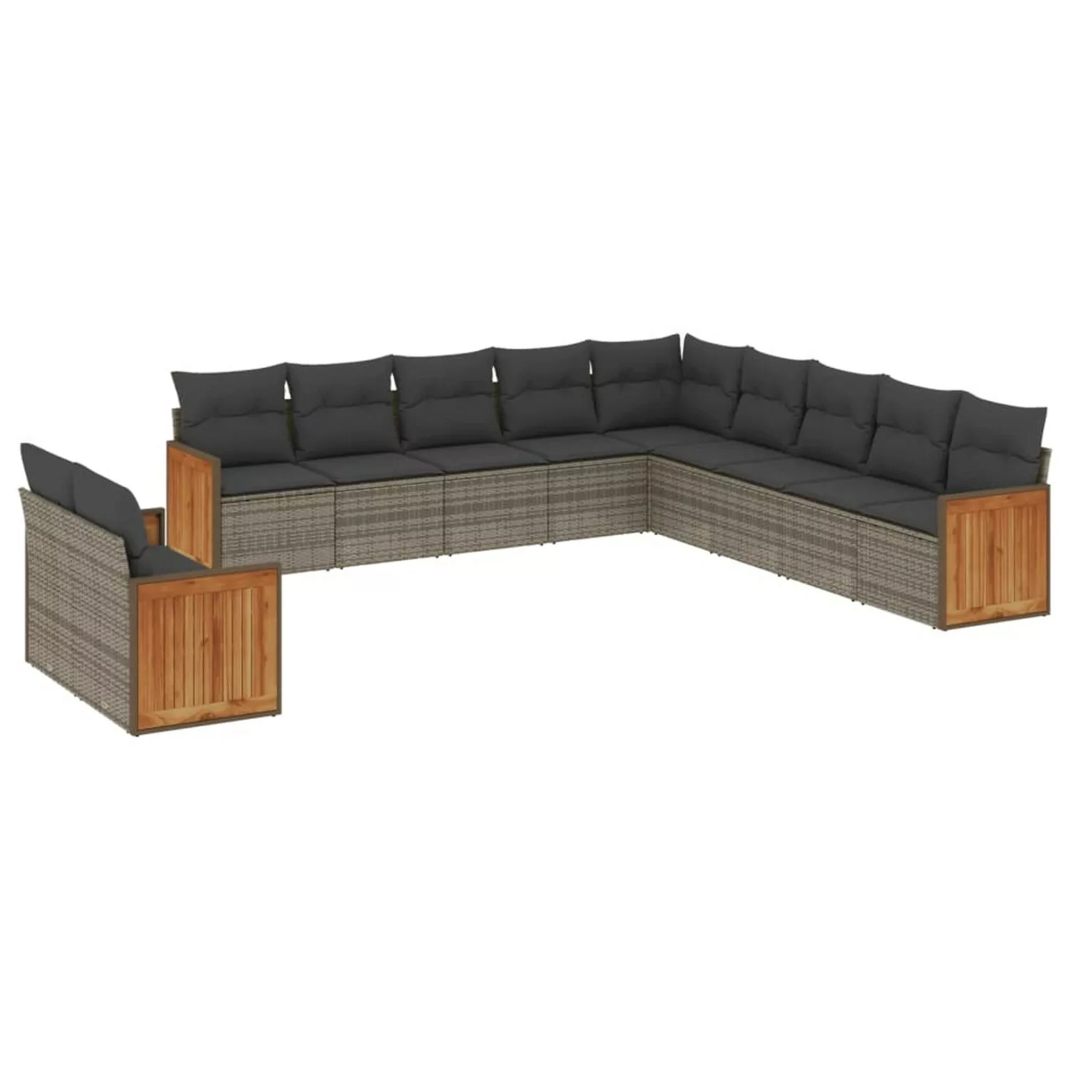 vidaXL 11-tlg Garten-Sofagarnitur mit Kissen Grau Poly Rattan Modell 80 günstig online kaufen