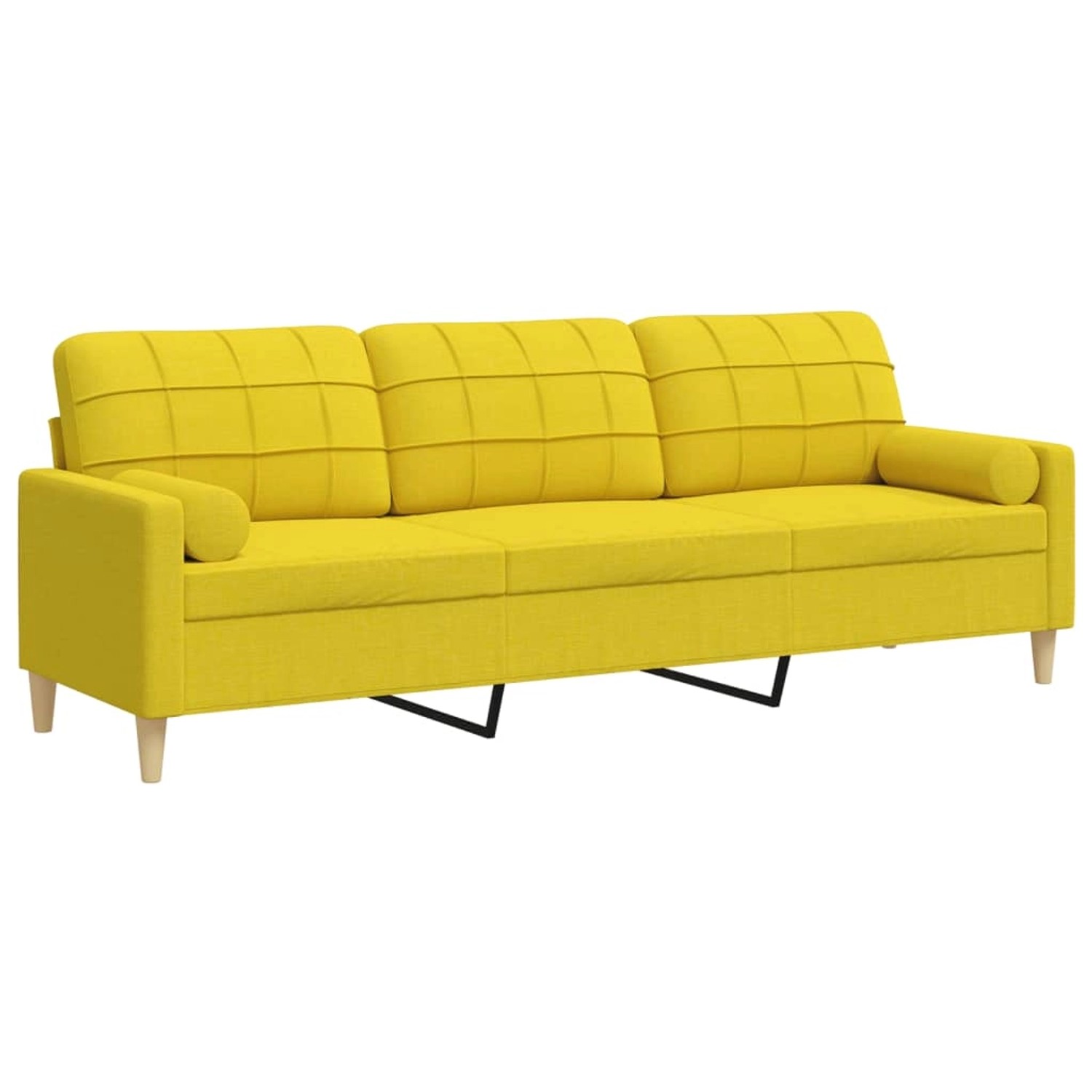 vidaXL Sofa 3-Sitzer mit Zierkissen Hellgelb 210 cm Stoff 2145306 günstig online kaufen